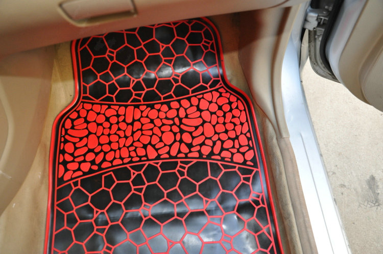 High Quality Water Cube Universal Automotive Carpet Car Floor Mats Rubber 5pcs Sets - Red